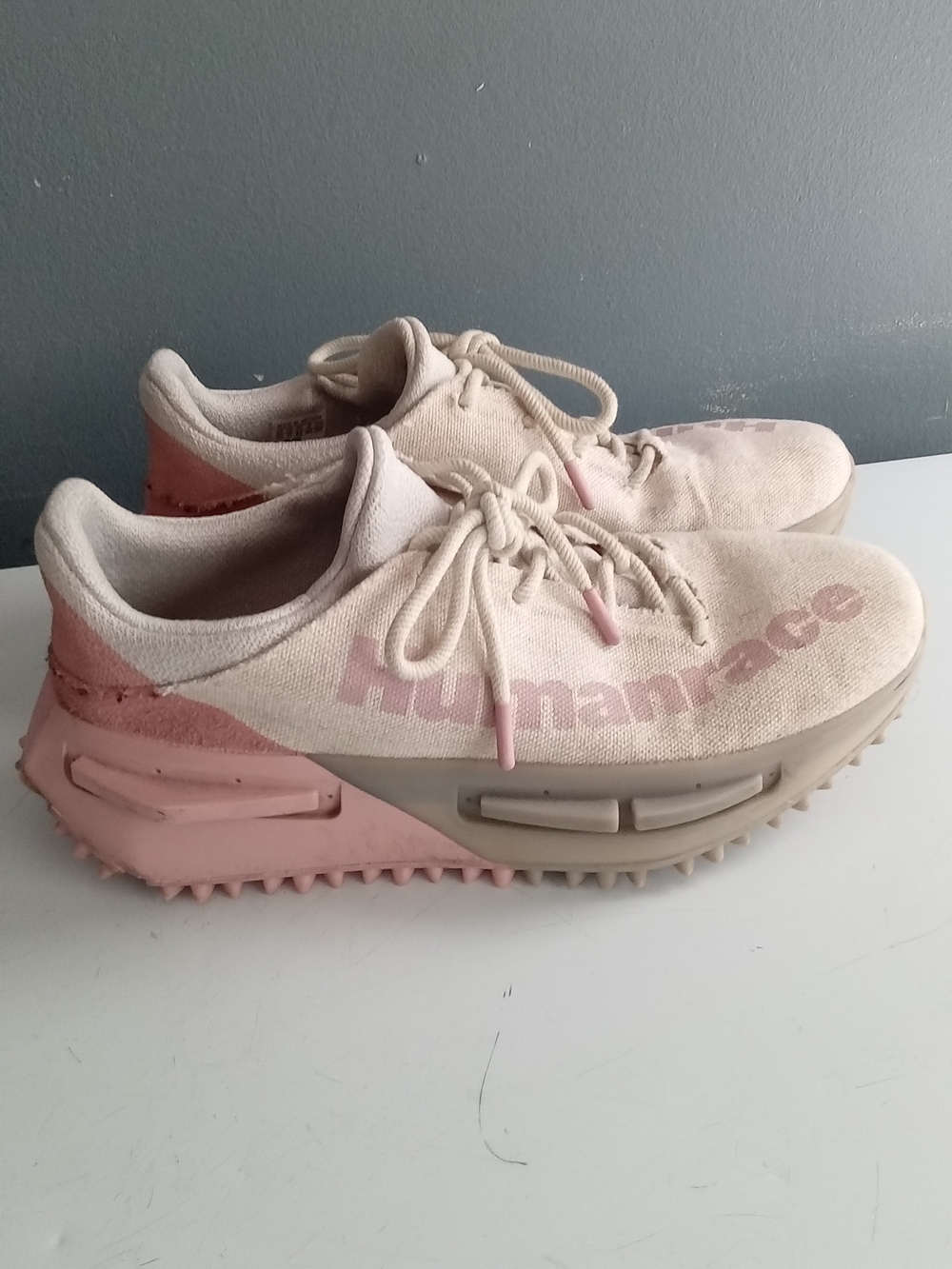 adidas NMD MAHBS Humanrace Pharrell Williams Athletic Sneakers in Cream and Pink